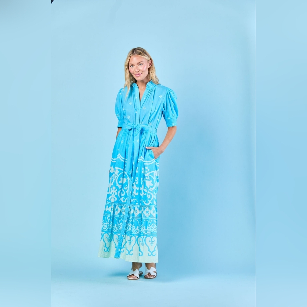 Sheridan French Birdie Dress in Sky Tulum